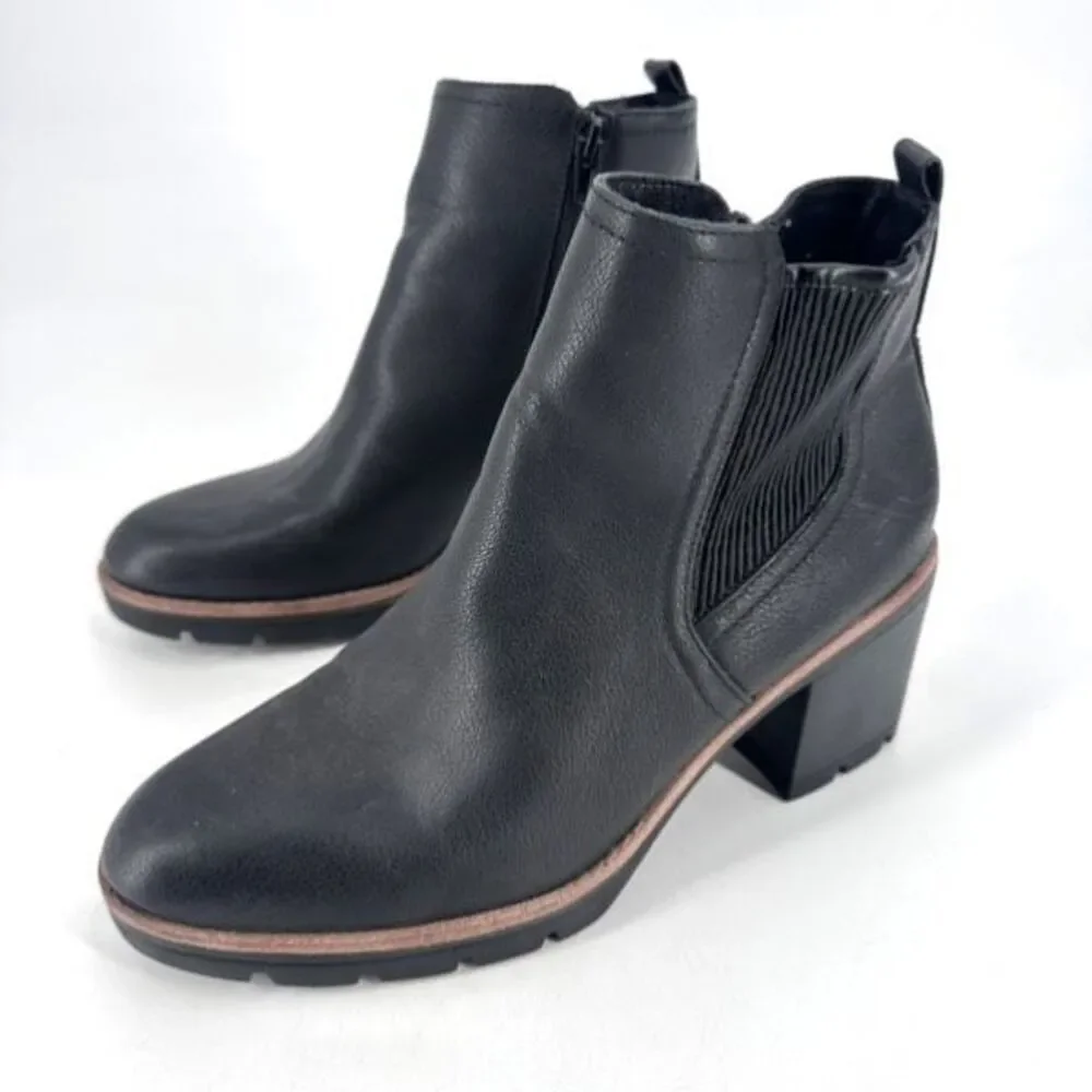 Naturalizer Women's Madalynn Gore Block Heel Bootie Boot‎ Size 9.5 Black